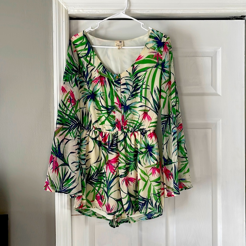 Pink Owl Floral Romper